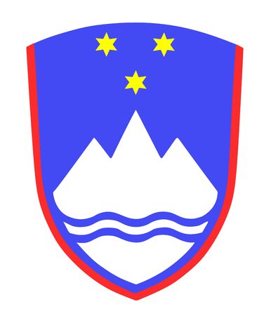 Slovenia coat of arms isolated on white background. Europe country symbol. Europe Union member, EU state.のイラスト素材