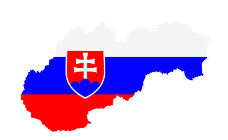 Slovakia vector map silhouette isolated on white background. Slovakia map flag with coat of arms symbol. EU country.のイラスト素材