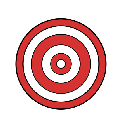 Target symbol vector illustration isolated on white background. Darts Board vector, red and white circle. Round target dartboard icon.のイラスト素材