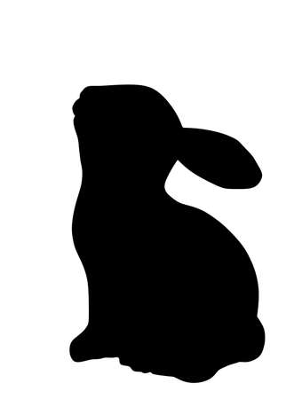 Rabbit silhouette vector illustration isolated on white background. Rodent animal symbol. Easter holiday symbol.のイラスト素材
