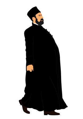 Orthodox Christian priest vector illustration isolated on white background. Christian monk in traditional wear. Believer man in peace.のイラスト素材