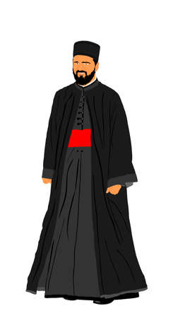 Orthodox Christian priest vector illustration isolated on white background. Christian monk in traditional wear.のイラスト素材