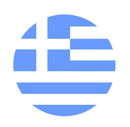National flag of Greece in circle vector illustration. Mediterranean country. EU state. Balkan state Greek flag symbol.のイラスト素材