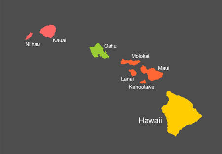 Hawaii vector map high detailed silhouette illustration isolated on background. Island archipelago.のイラスト素材