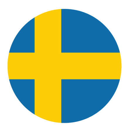 Swedish flag badge vector illustration. Circle Sweden Flag vector. National symbol.のイラスト素材