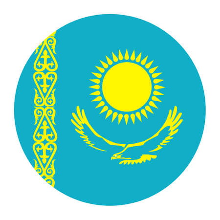 Circle Kazakhstan vector flag illustration. National symbol of Kazakhstan, country from Asia. Kazakhstan badge for state presentation.のイラスト素材