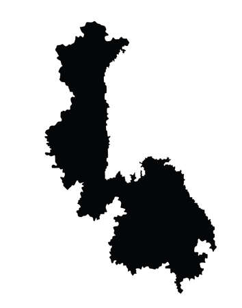 Khabarovsk krai map vector silhouette illustration isolated on white background. Far Eastern Federal District Russia. Russian territory.のイラスト素材