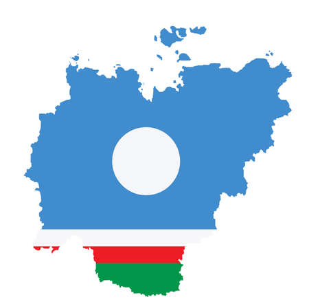 Sakha, Yakutia vector map silhouette illustration isolated on white background. Russia oblast map. Part of Far Eastern Federal District territory.のイラスト素材