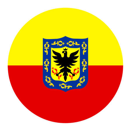 Circle banner flag of Bogota, capital city of Colombia. Emblem of Bogota city flag vector illustration isolated.のイラスト素材