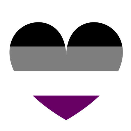 Vector heart asexual flag badge banner illustration isolated. Emotional symbol or emblem of asexual people, man and woman.のイラスト素材