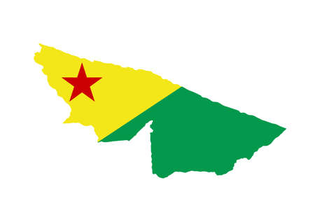 Acre map flag vector silhouette illustration isolated on white background. Brazil state Acre map symbol. South America territory.のイラスト素材