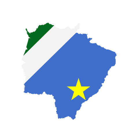 Mato Grosso Do Sul map flag vector silhouette illustration isolated on white background. Brazil state Mato Grosso Do Sul map symbol. South America territory.のイラスト素材