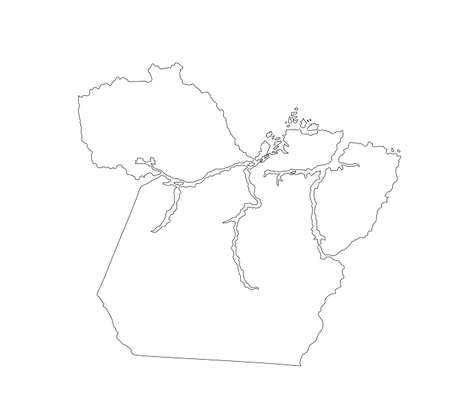 Para map vector line contour silhouette illustration isolated on white background. Brazil state Para map symbol. South America territory.のイラスト素材