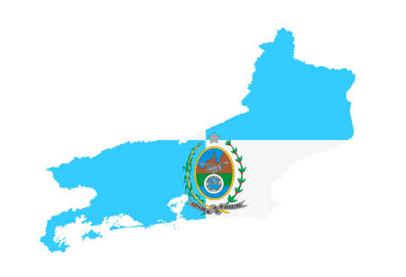Rio De Janeiro map flag vector silhouette illustration isolated on white background. Brazil state Rio De Janeiro map symbol. South America territory.のイラスト素材