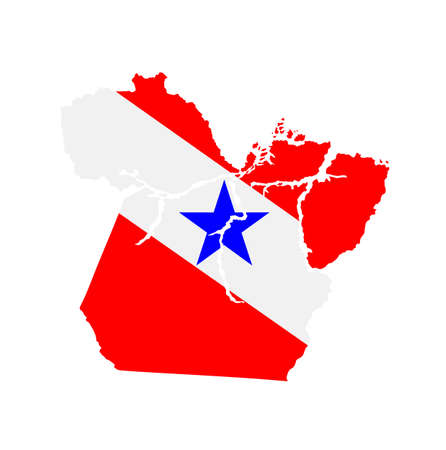 Para map flag vector silhouette illustration isolated on white background. Brazil state Para map symbol. South America territory.のイラスト素材