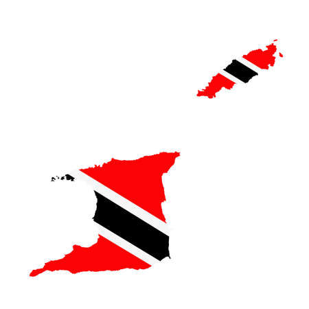 Republic of Trinidad and Tobago map flag vector silhouette illustration isolated on white background. Trinidad and Tobago flag over map. Caribbean country.のイラスト素材