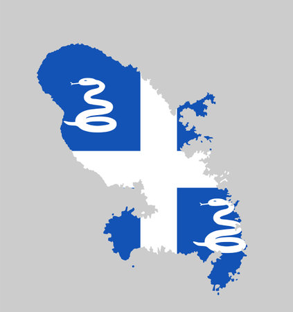 Martinique map flag vector silhouette illustration isolated on background. Caribbean island, French territory. Martinique flag vector illustration.のイラスト素材