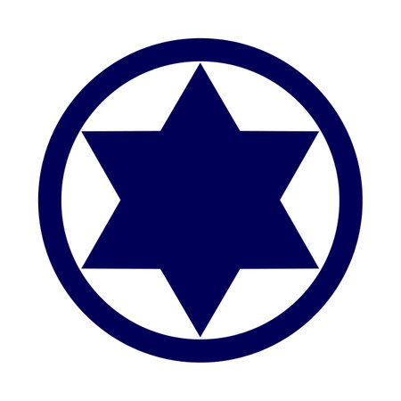 Badge round of Israel Air force flag vector illustration isolated. Proud military symbol of Israel. Emblem national coat of arms of soldier troops. Patriotic Air plane emblemのイラスト素材