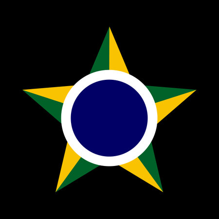 Badge roundel of Brasil Air force flag vector illustration isolated. Proud military symbol of Brazil. National coat of arms of soldier troops. Patriotic air plane emblem. Air forceのイラスト素材