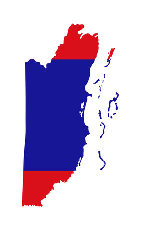 Belize map flag vector silhouette illustration isolated on white background. Central America state symbol. Belize map and Belize flag. Patriotic emblem.のイラスト素材