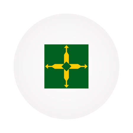 Circle badge Distrito Federal flag vector illustration isolated on white background. Brazil State flag Federal district button national symbol. Patriotic emblem. South Americaのイラスト素材