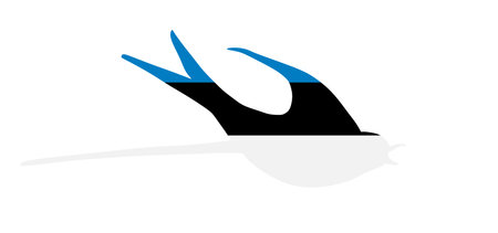Estonia flag over swallow bird national animal vector silhouette illustration isolated on white background. Patriotic emblem of Estonia. Baltic country symbol. EU, Europe state banのイラスト素材