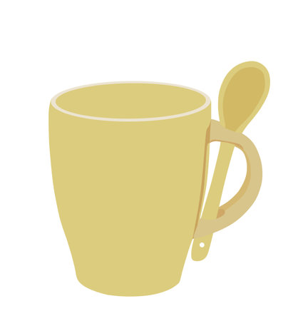 A cup with a teaspoon vector illustration isolated on white background. Morning drink.のイラスト素材