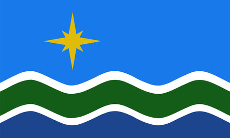 City Duluth flag vector illustration isolated on background. Town in Minnesota State. USA city symbol. United States of America city emblem. Duluth town banner.のイラスト素材