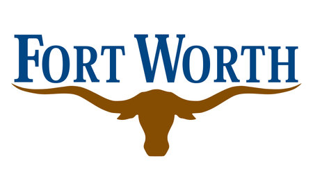 City Forth Worth flag vector illustration isolated on background. Town in Texas State. USA city symbol. United States of America city emblem. Forth Worth town banner. Bull head.のイラスト素材