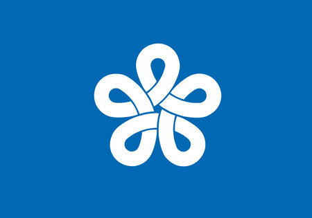 Prefecture Fukuoka flag vector illustration isolated. Japan prefecture symbol.のイラスト素材