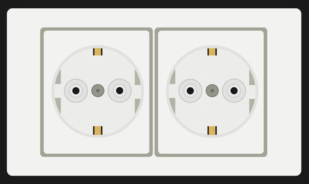 Double electrical outlet vector illustration isolated on white background. Home indoor socket...