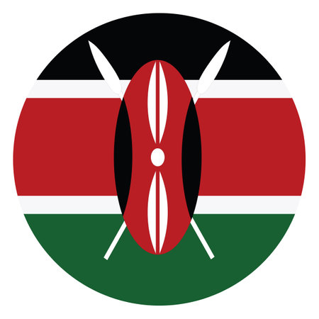 Circle badge Kenya flag button vector illustration isolated. National symbol of Kenya, country from Africa. Roundel Kenya flag emblem banner for state presentation. Patriotic sign.のイラスト素材