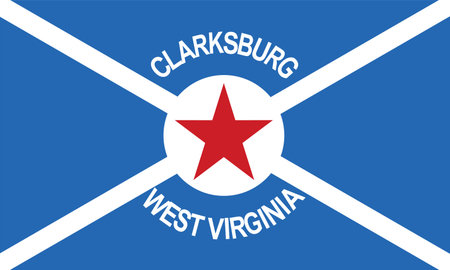 Clarksburg city flag vector illustration isolated, Harrison County, West Virginia state, United States of America. Emblem banner  town Clarksburg sticker.のイラスト素材