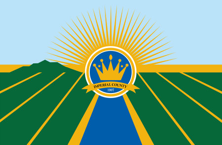 Imperial County flag vector illustration, Imperial Valley, California state, United States of America, USA area sign. Sticker Imperial County emblem banner.のイラスト素材