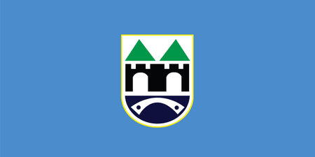 Town Sarajevo flag vector illustration isolated. Coat of arms of Sarajevo city symbol. Emblem banner sticker of Sarajevo.のイラスト素材