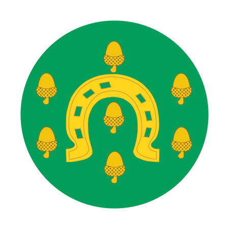 Circle badge Rutland flag vector illustration isolated. Territory in East Midlands region, England province, Great Britain, United Kingdom. Sticker Rutland county flag emblem sign.のイラスト素材