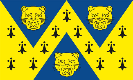Shropshire flag vector illustration isolated. Territory in West Midlands region, England province, Great Britain, United Kingdom. Emblem banner Shropshire flag patriotic symbol.のイラスト素材