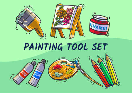 Hand drawn object icons collection in colorful style vector illustrationのイラスト素材