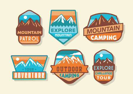 Adventure camping patch design set packのイラスト素材