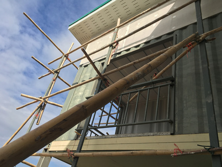 structure scaffold of container house,adding of houseの写真素材