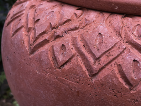 Closeup  Thai pattern design of earthenware potteryの写真素材