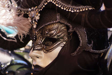 VENICE / ITALY - February 6 2016: Carnival performers participate this event in Piazza San Marco in Venice, Italy. The tradition began in 1162 to celebrate the defeated Ulrico, Patriarch of Aquileiaのeditorial素材