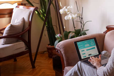 Young man working as home officeのeditorial素材