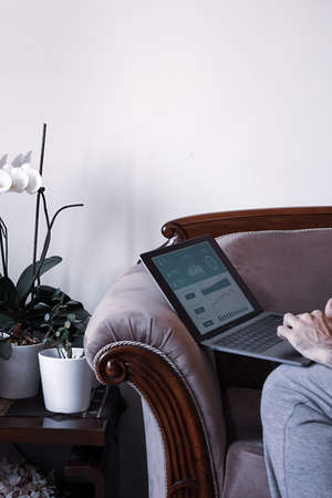 young man working as home officeのeditorial素材