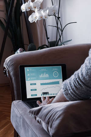 young man working home officeのeditorial素材