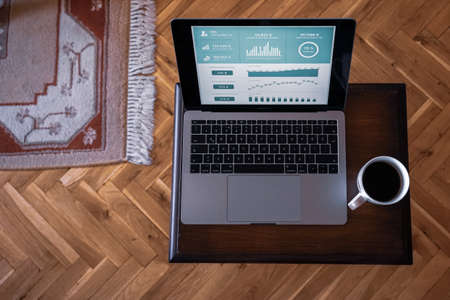 working home office with coffeeのeditorial素材