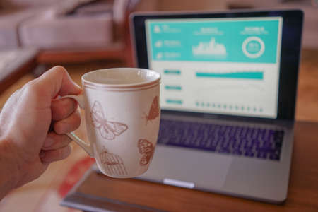 working home office with coffeeのeditorial素材