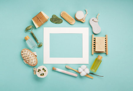 Natural eco friendly beauty natural skin care products concept. Zero waste bathroom and spa...