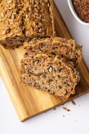 Gluten Free Homemade Bread. Healthy eating, dieting, balanced food concept. Cereals gluten-free...