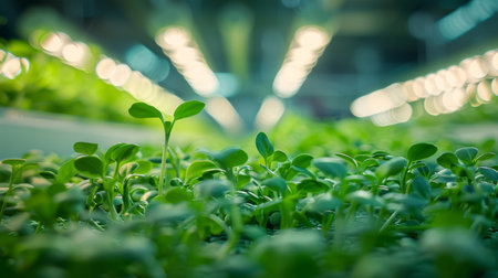 Agricultural technologies for growing plants and scientific research in the field of biology and chemistry of nature. Green laboratory plant growing in fertile soil, blurred background. Generative ai.の素材